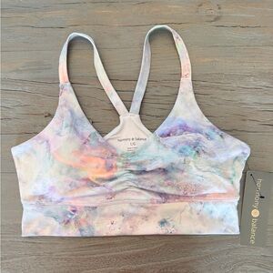 Harmony Balance Racerback Bra Pastel Tie-Dye White/Purple Size-L NWT